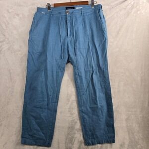 MR MARVIS The Linens Mens Blue‎ Linen Drawstring Pants 36x25